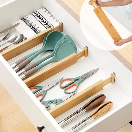 4PCS Bamboo Drawer Retractable Partitions Durable for Home Kitchen Desk Use