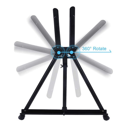Black Aluminum Tabletop Easel Stand with Adjustable Arms for Art Painting Display