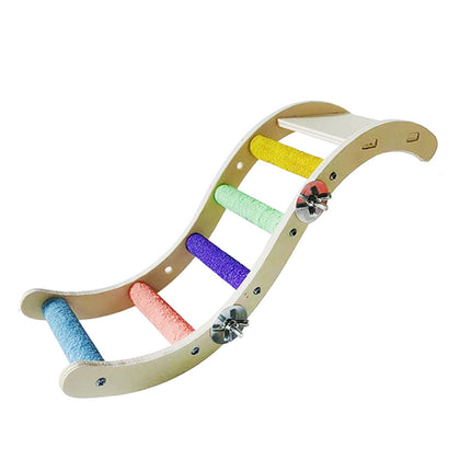 Wooden Parrot Climbing Ladder Swing Toy Claw Grinding Sanded for Small Birds