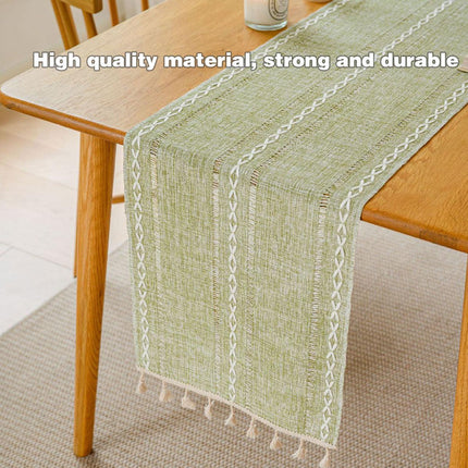 Solid Colour Woven Hollow Fringe Table Runner Home Dining Tablecloth Decoration