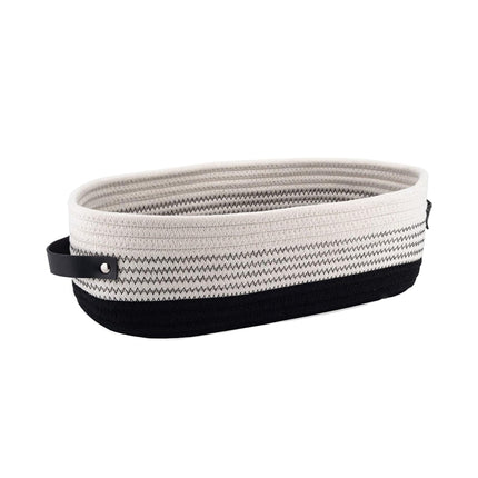 Oval Leather Handle Storage Basket Durable Fabric for Bedroom Closet Organizing