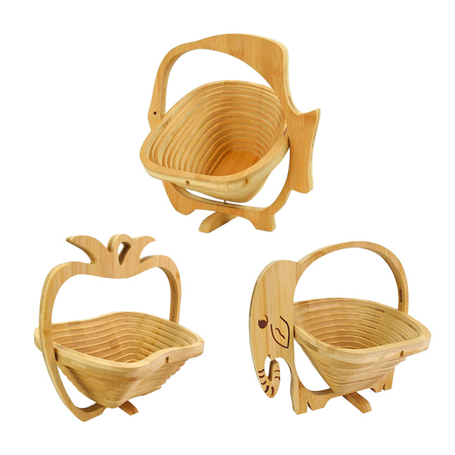 Foldable Bamboo Decorative Basket Collapsible 26x14x30cm Fish Pineapple Elephant