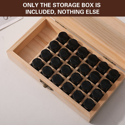 Large Capacity Solid Wood Essential Oil Storage Box 25 Grid Organizer Durable