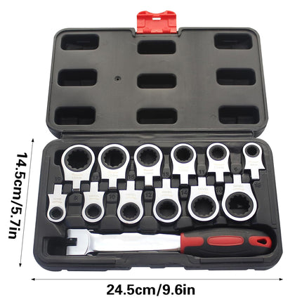 12 In 1 Head Changeable Ratchet Box Wrench Set Home Garage Mechanical Tools Kit