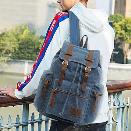 Stylish Blue Canvas Shoulder Bag Mens Travel Crossbody Messenger Tote Bag