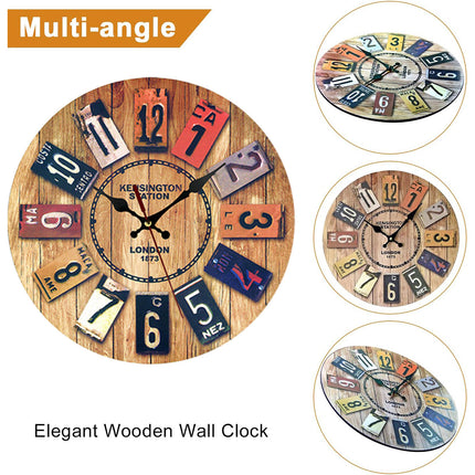 Wooden Wall Clock Round Shape Creative Design For Living Room Bedroom Decoration