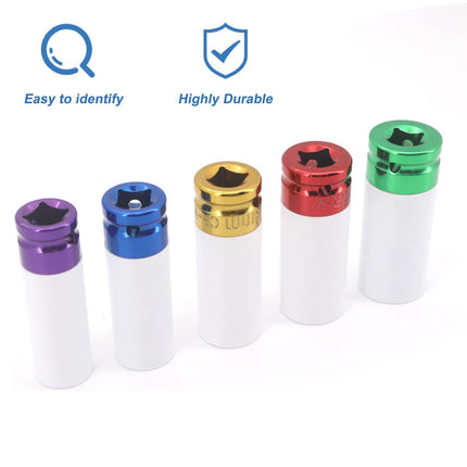 5 Piece Extra Long Lug Nut Impact Socket Set Wheel Hub Protection Heavy Duty