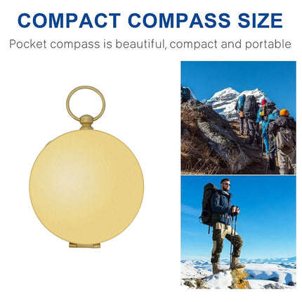 2PCS Copper Compass with Flip Cover and Hook Nightlight Camping Navigation
