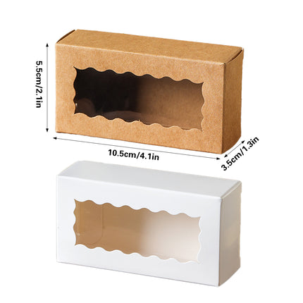 50PCS Kraft Paper Gift Box with Clear Window 10.5x3.5x5.5cm Khaki/White Sturdy