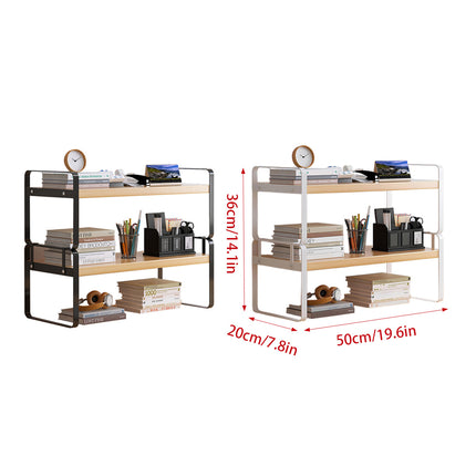 Desktop 2 Tier Storage Shelf Black or White 50cm