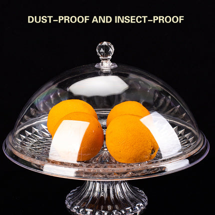Transparent Fruit Plate with Lid Dustproof Display Stand Pedestal Fruit Bowl for Kitchen