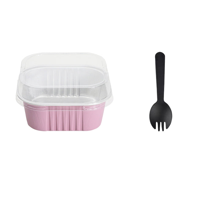Foil Dessert Cups with Lid and Spork 200PCS Cake Containers Takeaway Party