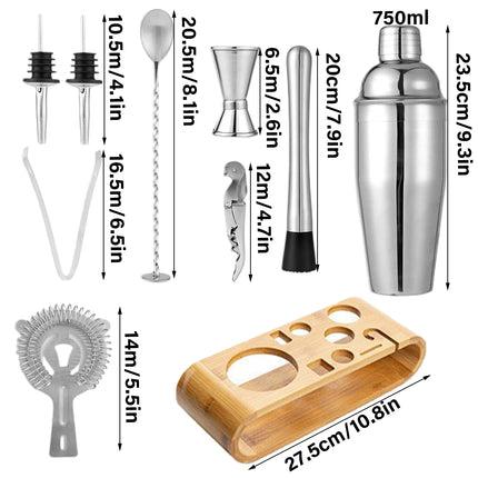 Cocktail Shaker Set Bar Tools Stainless Steel Mixing Glasses Drink Shaker Cups