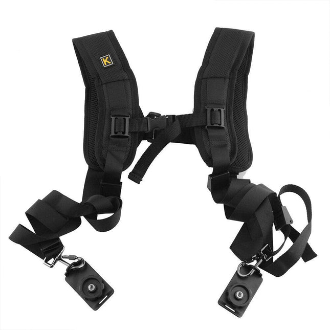 Professional Dual DSLR Camera Harness Adjustable Shoulder Sling Strap Belt