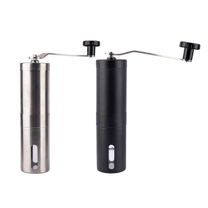 Stainless Steel Manual Coffee Grinder Ceramic Burr Portable Silver Black
