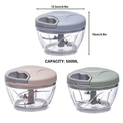 500ml Manual Meat Mincer Garlic Chopper Rotate Garlic Press Crusher Vegetable