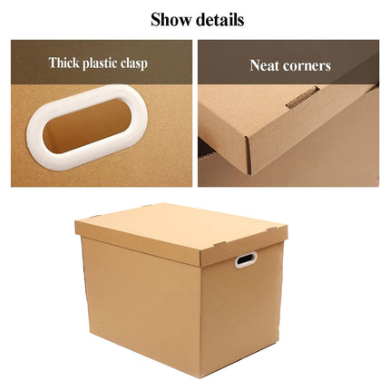 5PCS Kraft Paper Storage Box with Lid 80L Portable for Clothes Books Home Office