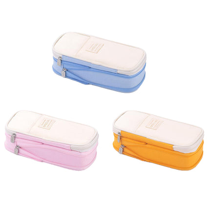 Expandable Canvas Pencil Case 3 Colours Zip Pouch