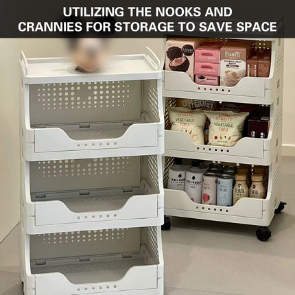 Movable Rolling Cart Storage Shelf With Wheels For Home Kitchen Bathroom Durable