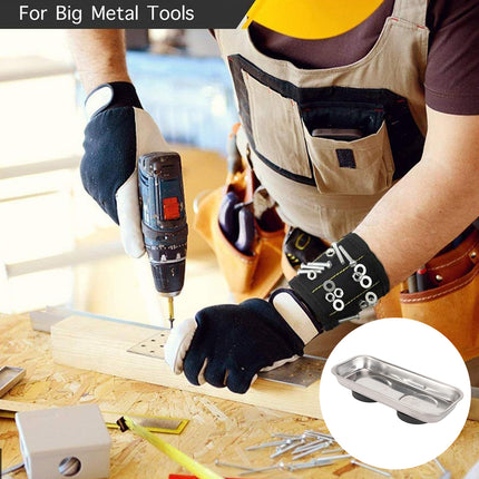 Stainless Steel Strong Grip Bowl Tool Tray Set for Garage and Workshop Storage