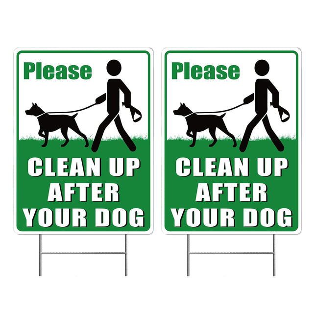 2PCS Clean Up After Your Dog Sign Dog Litter Clean Up Sign 20x30cm Stable Sturdy