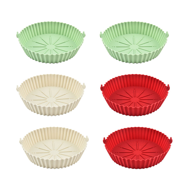 2PCS Silicone Air Fryer Baking Pan Round Household Tray Reusable Non Stick