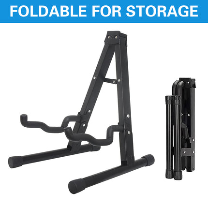 Folding Double Guitar Stand Floor Rack Electric Acoustic Bass Gig Holder Mount