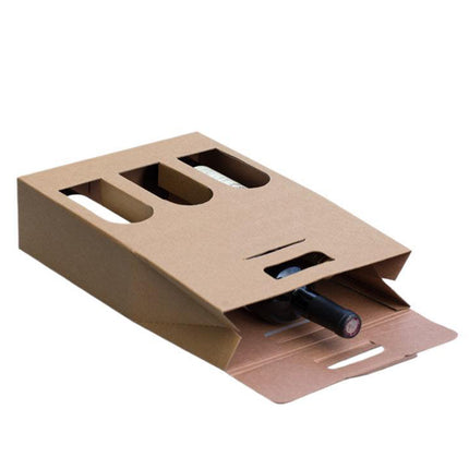 5PCS Handheld 3 Bottles Wine Gift Box Kraft Paper for Wine Bottles Gift Packaging