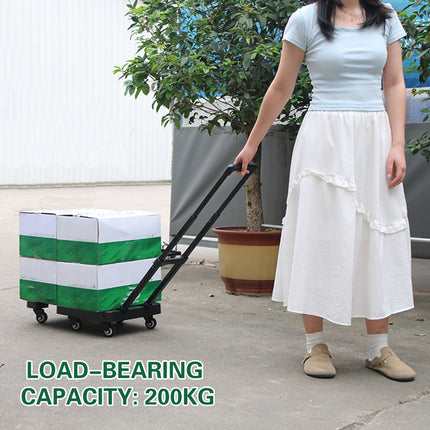 Foldable Trolley Cart Pull Rod Plastic Universal Wheel Shopping Carrier Use