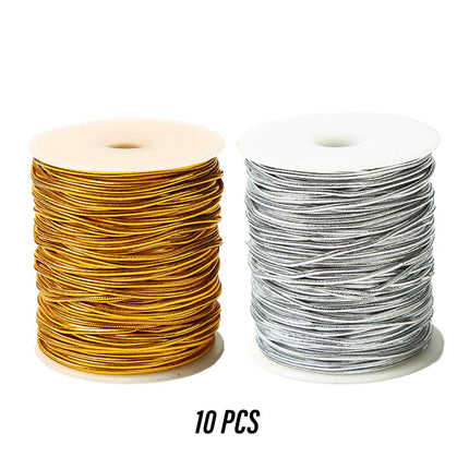 Elastic Rope Cord 10pcs Gold Silver Stretch String for DIY Craft Gift Wrapping