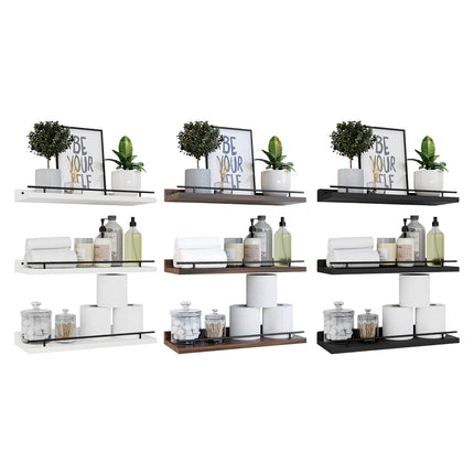 3PCS Wooden Wall Shelves for Bathroom Bedroom Floating Durable For Storage Decor