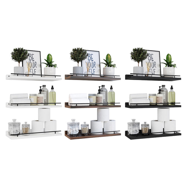 3PCS Wooden Wall Shelves for Bathroom Bedroom Floating Durable For Storage Decor