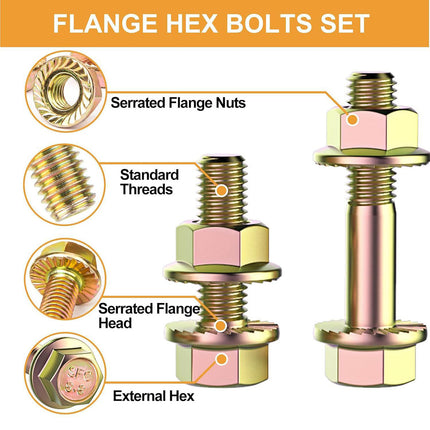 521pcs 8.8 Grade Zinc Plated Flange Bolt Nut Washer Assortment Kit M6 M8 M10