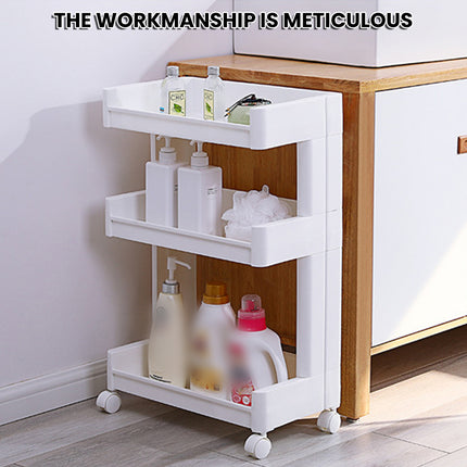 Bathroom Multi-Tier Mobile Storage Rack with Wheels Space-Saving For Bath Tools