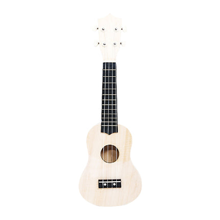DIY Ukulele Kit 21 inch Natural Wood Paint Round Heart Sound Hole Beginner