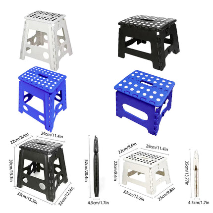2PCS Plastic Folding Stool Set Portable Space Saving Step Stools Indoor Outdoor