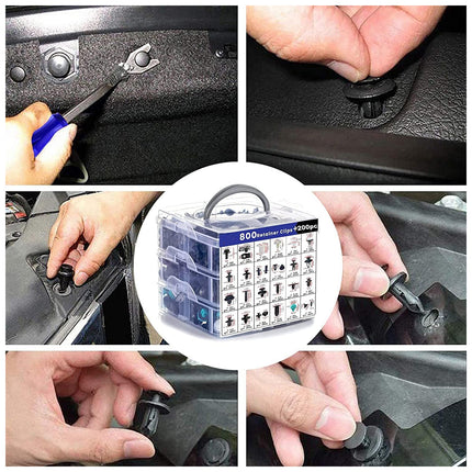 1000PCS Car Buckle Set Boxed Assorted Sizes for Fender Bumper Door Panel Repair