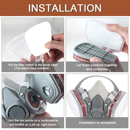 8PCS 6200 Protective Face Mask Respirator with 2 Filters for Painting Sanding