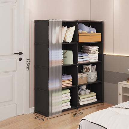Simple Bookshelf Storage Rack with Dust Proof Curtain for Bedroom Living Room