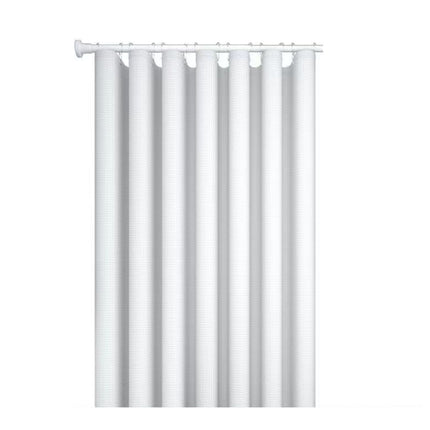 Cold White Waffle Shower Curtain Waterproof Bathroom Curtain Perforation Free