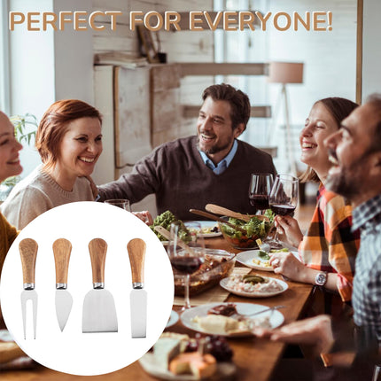4 Piece Stainless Steel Cheese Knife Set Sharp Blades Ergonomic Handles Durable