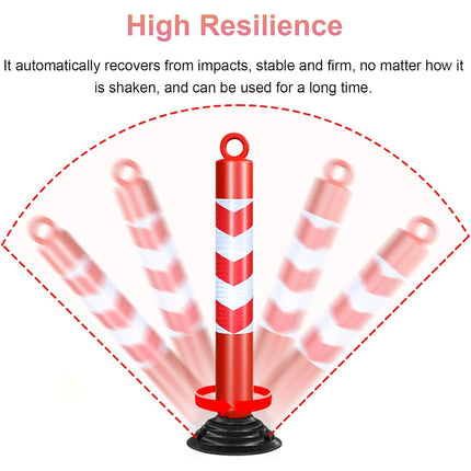 Reflective Warning Post 2PCS 80cm Detachable Rubber Base Red White Safety