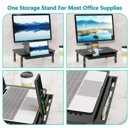 Monitor Stand Riser Aluminium 3 Level Laptop Desk Organiser Non Slip Black