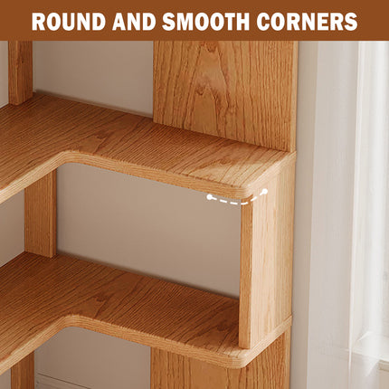 Solid Wood Corner Bookshelf for Home Floor Storage Shelf Sturdy Space Saving