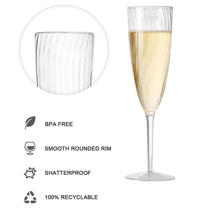 8pcs 180ml Plastic Champagne Glass Tall Wine Glass for Party Wedding Celebration