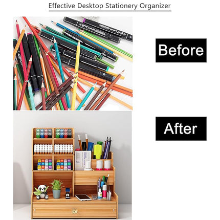 Desktop Office Organizer Large Storage Box Pen Holder Grid Rack Stationery