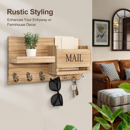 Wooden Wall Mounted Key Holder Storage Rack Door Hook Hanger Coat Rack Organizer