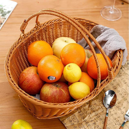 Portable Picnic Basket Imitation Rattan Storage Basket for Carrying and Picking