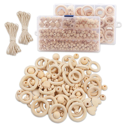 414pcs DIY Beading Kit Round Wooden Beads Set Craft Jewelry Supplies Home Decor
