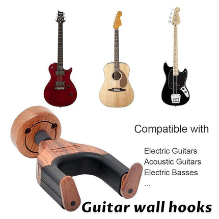 Solid Wood Guitar Wall Hook Hanger Silicone Neck Cradle Acoustic Electric Bass